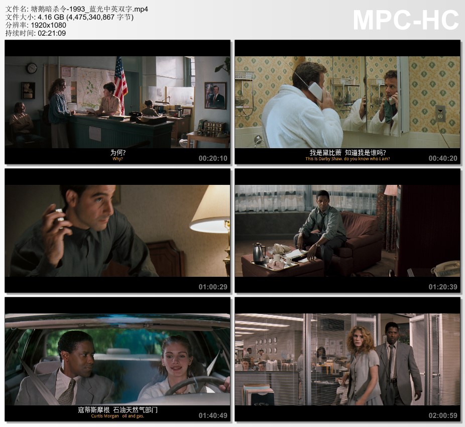 1993年美国经典犯罪片《塘鹅暗杀令》蓝光中英双字