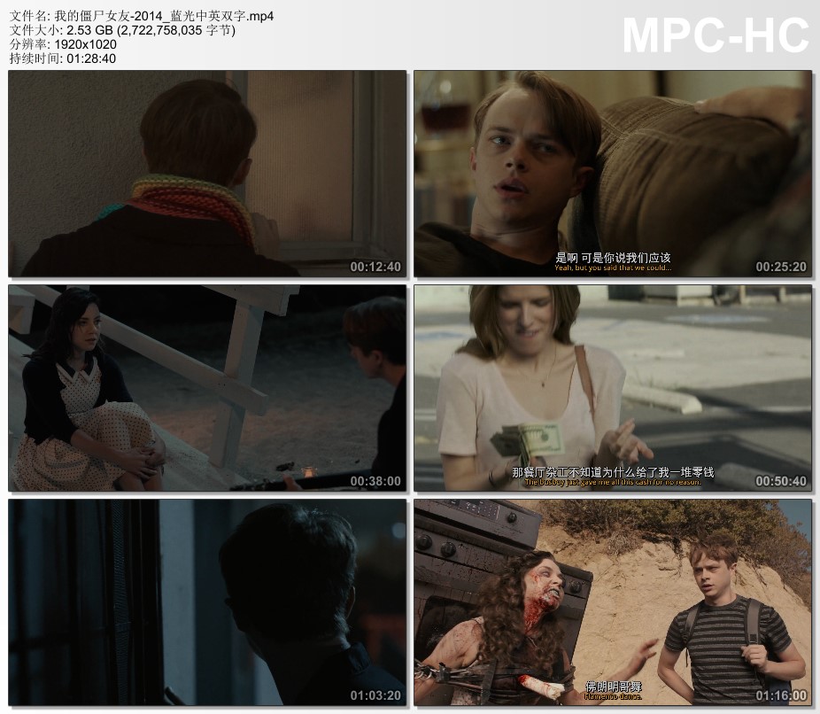 2014年美国经典喜剧片《我的僵尸女友》蓝光中英双字