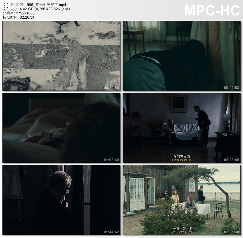 1986年瑞典经典剧情片《牺牲》蓝光中英双字