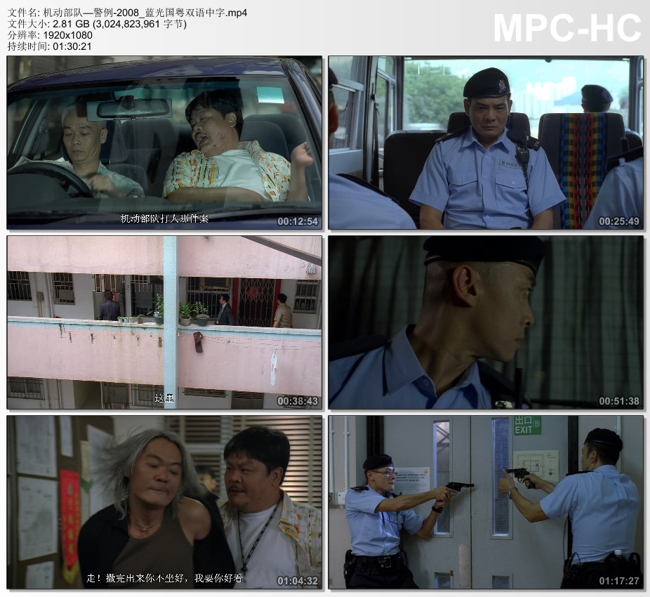 2008年中国香港经典动作片《机动部队—警例》蓝光国粤双语中字