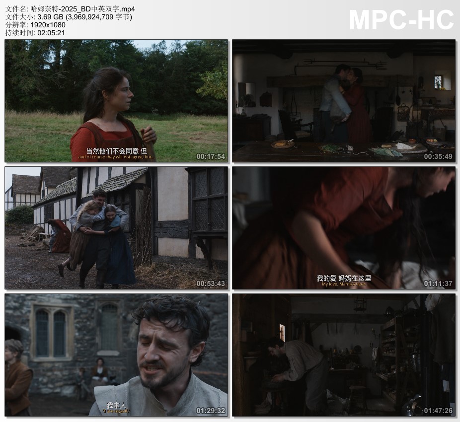 2025年英国7.9分爱情片《哈姆奈特》BD中英双字