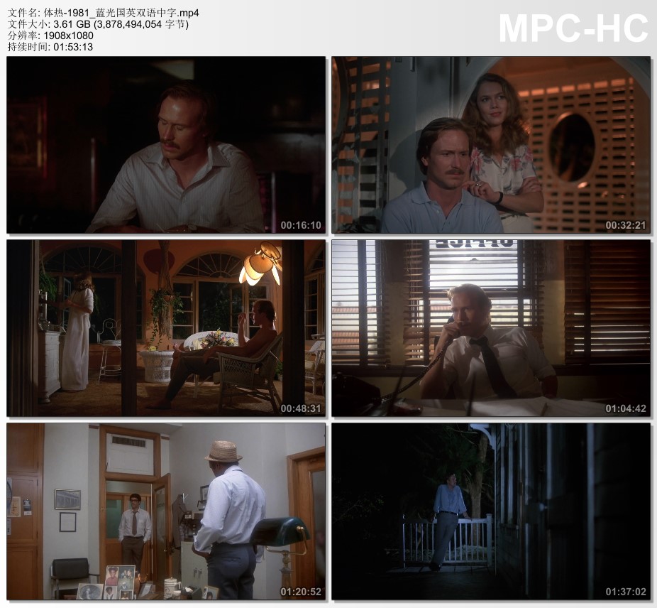 1981年美国经典惊悚片《体热》蓝光国英双语中字