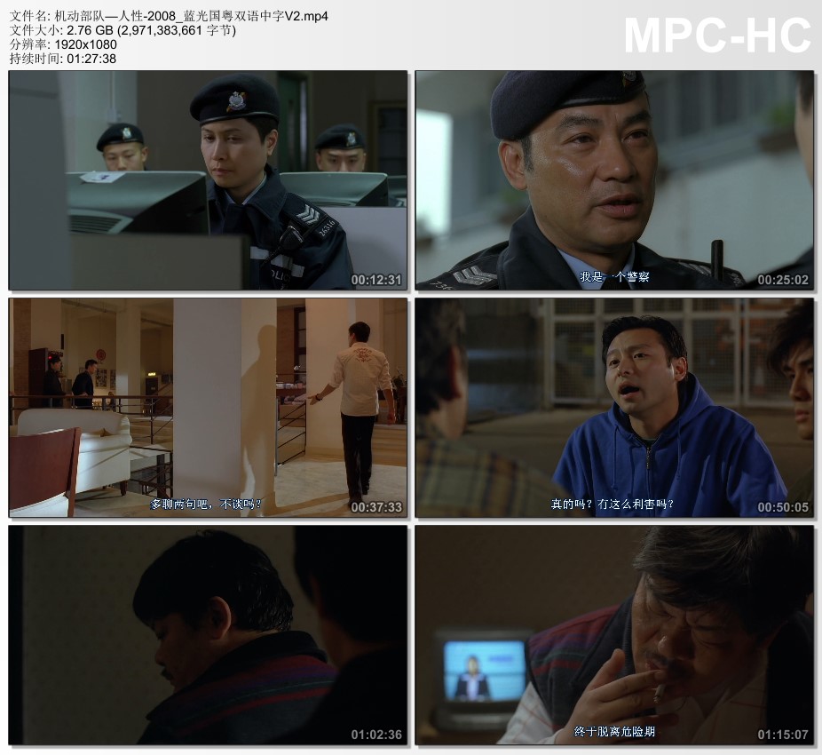 2008年中国香港经典惊悚片《机动部队—人性》蓝光国粤双语中字