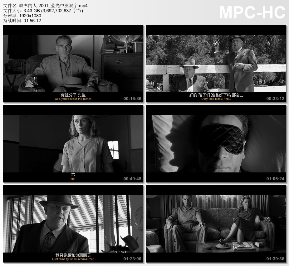2001年英国电影《缺席的人》蓝光中英双字