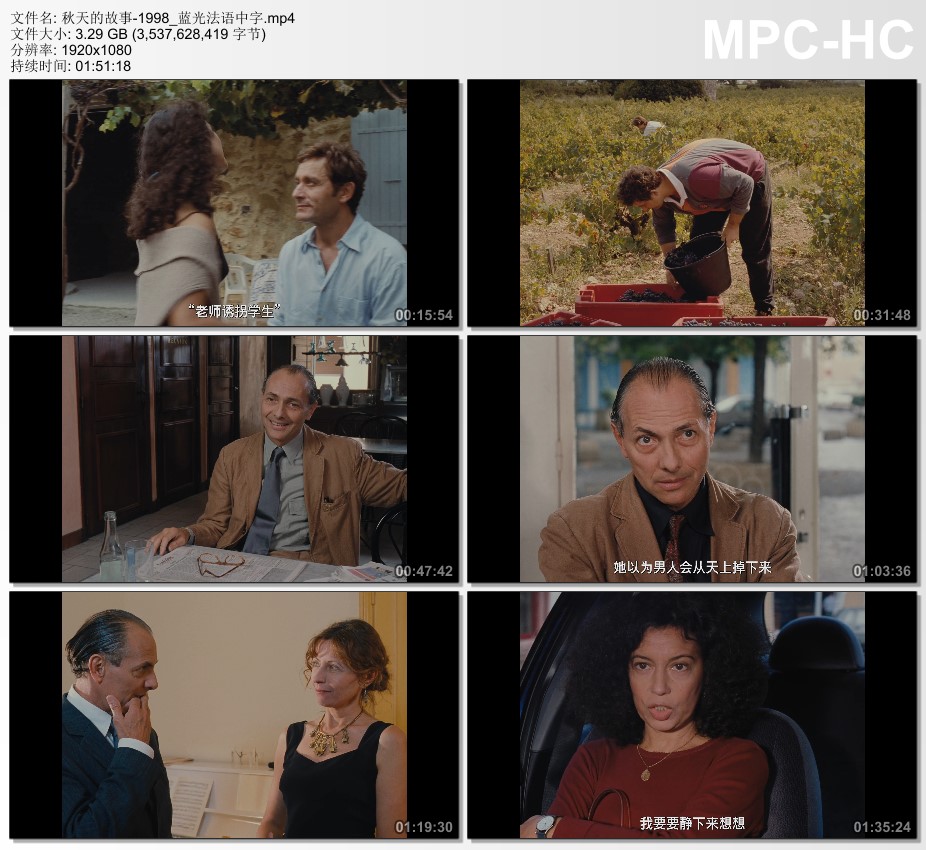 1998年法国电影《秋天的故事》蓝光法语中字
