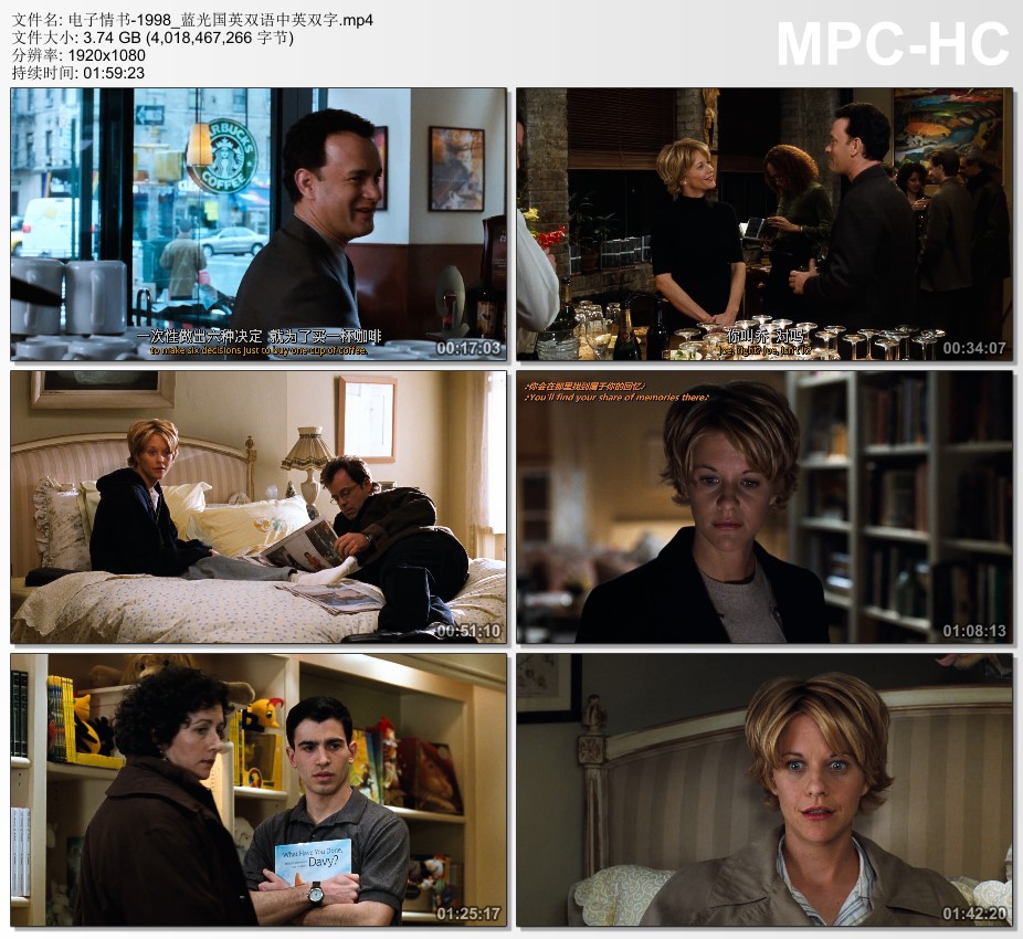 1998年美国经典喜剧片《电子情书》蓝光国英双语中英双字
