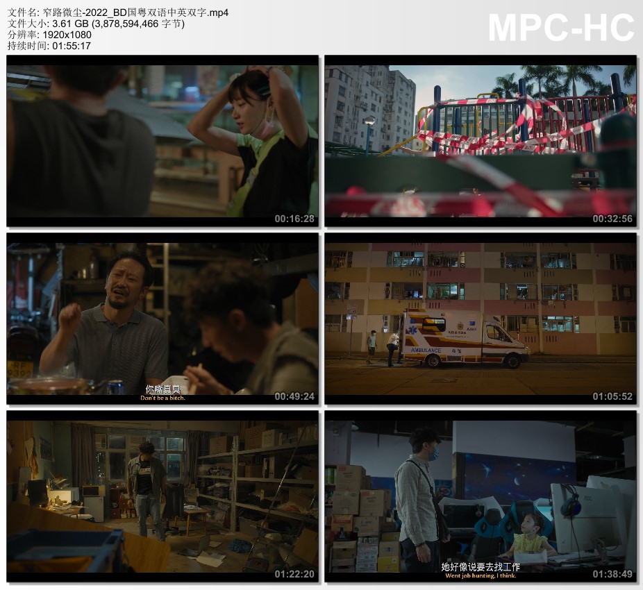 2022年中国香港电影《窄路微尘》BD国粤双语中英双字